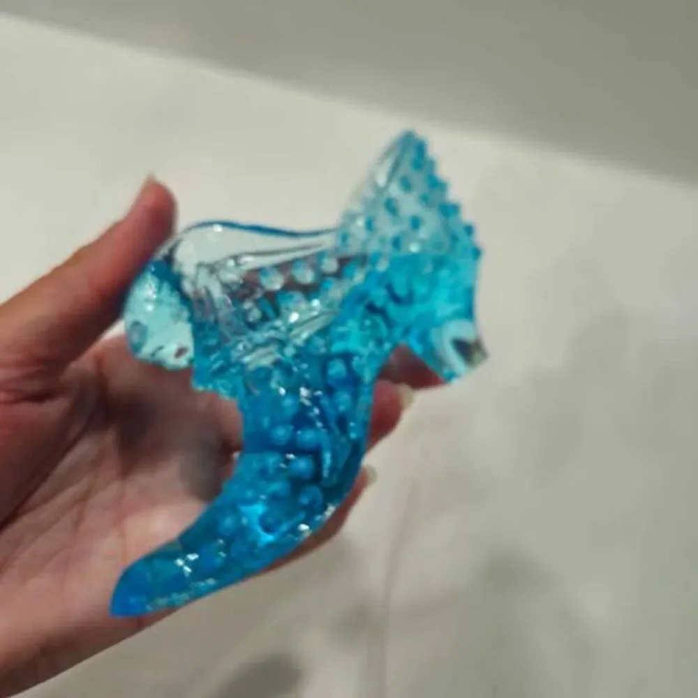 Fenton Blue Glass Slipper Decor